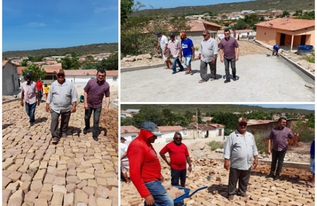 Prefeito Netinho visita obras de pavimentao em Assuno do Piau 