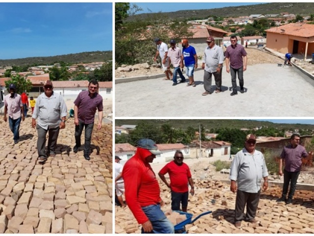 Prefeito Netinho visita obras de pavimentao em Assuno do Piau 